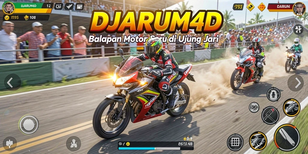Screenshot gameplay DJARUM4D menampilkan aksi balapan motor yang mendebarkan.