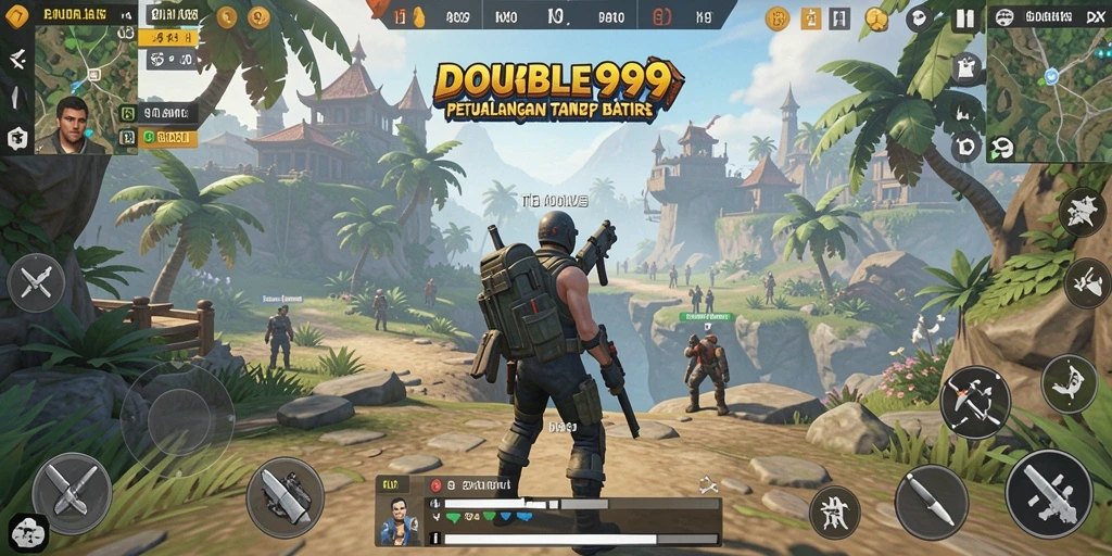Tangkapan layar dari gameplay <strong>DOUBLE999</strong> menunjukkan petualangan seru di dunia terbuka.