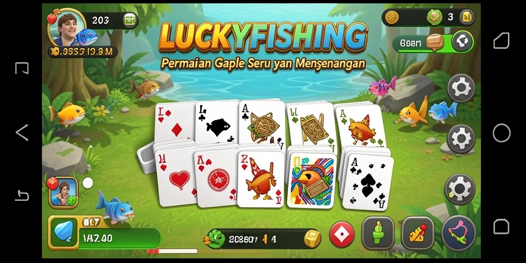 Tampilan gameplay LUCKYFISHING yang penuh keseruan Gaple.