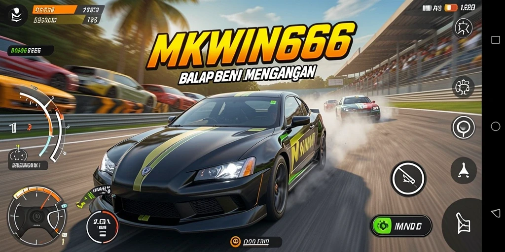Tampilan gameplay seru dari MKWIN666 dengan berbagai mobil balap.
