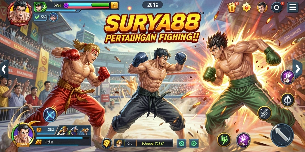 Tampilan seru dari pertarungan dalam game Fighting SURYA88.