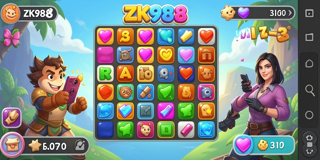 Gameplay ZK988 yang menarik dalam Match-3.